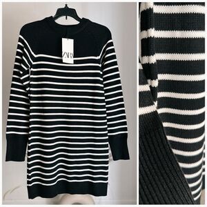 Zara Striped Knit Mini Dress New
